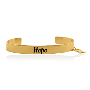 Menginspirasi Perhiasan Manset Gelang Kanker Payudara Laporan Kesadaran dengan Terukir Berharap Penawaran Goldtone Terbuka Disesuaikan Nama Bangle