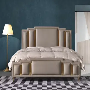 Moderdesign mobília de quarto em novo estilo, conjunto de cabeceira king size, cama de casal estofada macia