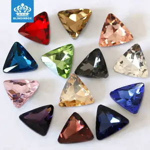 Triangle shape best selling all colors 16mm machine cut glass stone Beautiful pointback stone for ornament making