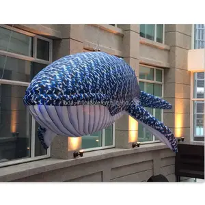 Hot Indoor Sea Event Dekoration Charakter Aufblasbarer Tierhai Modell Wahle Maskottchen Cartoon zum Aufhängen/Decken A243