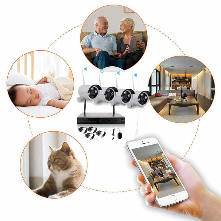 Prezzo di fabbrica 4ch Sicurezza di Registrazione 720 p 1080 p P2P IP WiFi Della Macchina Fotografica Senza Fili Kit NVR