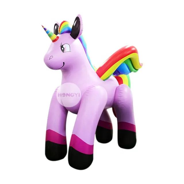 Large And Lovely Amusement Park Stalls Show Rainbow Wings Adult Inflatable Cartoon Horse