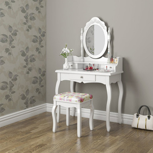Hot Sales Furniture Wooden Makeup Dresser Girl Portable White Folding Vanity <strong>Dressing</strong> <strong>Table</strong> With Mirror and Drawers for Bedroom - Product Image 4