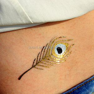 Al por mayor del cuerpo temperary Pavo Real plumas adhesivo etiqueta engomada del tatuaje - Product Image 2
