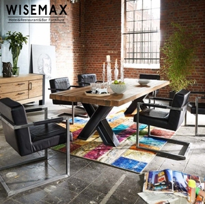 American Style Solid Wood Restaurant Furniture <strong>Pine</strong> Wooden Dining <strong>Table</strong> Top with Metal Leg - Product Image 3