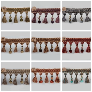 Gros Durable Pas Cher Brun Clair Pom Pom <span class=keywords><strong>Frange</strong></span> de Gland <span class=keywords><strong>Frange</strong></span> - Product Image 6