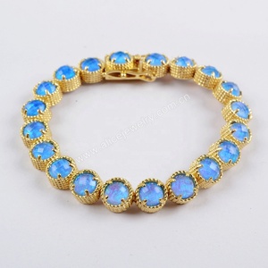 <span class=keywords><strong>Bracelet</strong></span> à breloque <span class=keywords><strong>avec</strong></span> pierre <span class=keywords><strong>opale</strong></span>, perles bleues et blanches, bijoux boho, ZG0341, nouvelle collection 2019 - Product Image 2