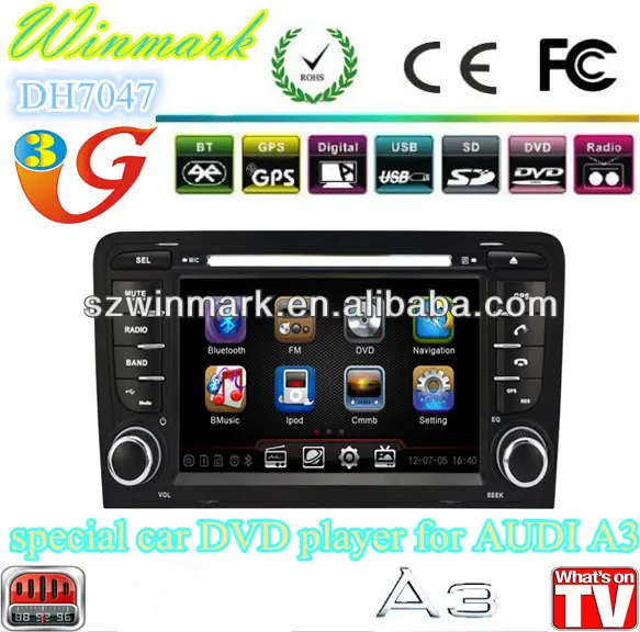 2Din 7'' TFT HD DVD do carro com GPS especial IPOD, Bluetooth, GPS, Rádio, ATV, DVB-T, ATSC, SWC, etc para A3
