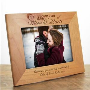 Cadre <span class=keywords><strong>photo</strong></span> en bois gravé au laser de taille personnalisée 4*6 pouces pour les mariages, souvenir parfait - Product Image 3