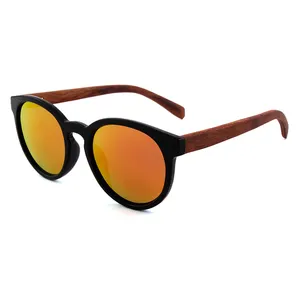 Новая модель очки Сделано в Китае оптовая бамбуковые Роскошные Cat.3 круглые поляризованные солнцезащитные очки