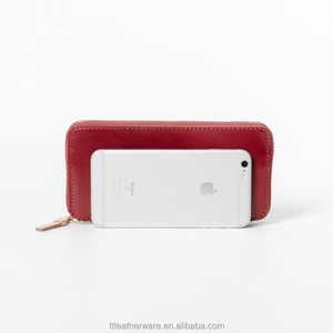 Woman Slim Wallet Red Tanned Leather Clutch Bag - Product Image 2
