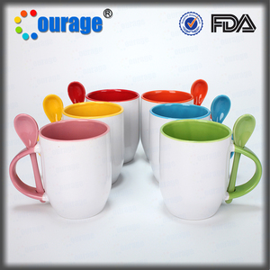 Bán Buôn Thăng Hoa Màu Bên Trong Gốm Cốc Cà Phê Với Muỗng - Product Image 3