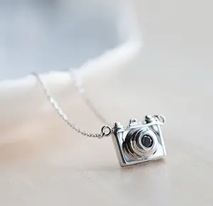 Vintage Necklace with Antique Sliver Camera Pendant.