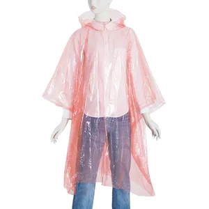 Pass Reach Disposable Waterproof Printed PE Transparent Poncho Raincoat