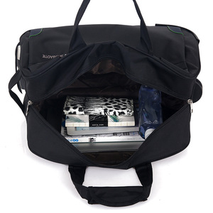 Bolso Barato de Material de Nylon de Color negro, bolsa de lona con logotipo personalizado con rueda duradera de fábrica - Product Image 5