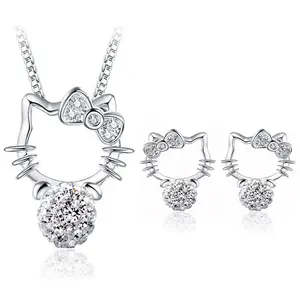 Shambhala Rhinestone Jewelry Fashion Women Jewelry Hello Kitty Jewelry Set