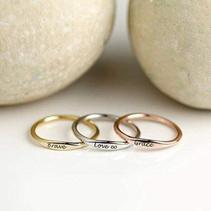 Donne personalizzati Minimalista Gioielli Anello Nome Personalizzato Delicato Anello Pila Per Le Damigelle D'onore - Product Image 3