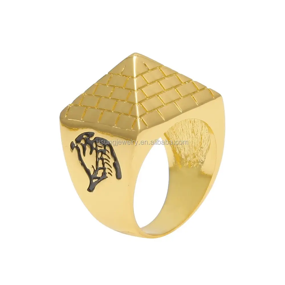 Anel de <span class=keywords><strong>pirâmide</strong></span> aço inoxidável banhado a ouro 18k, anel masculino feito na china