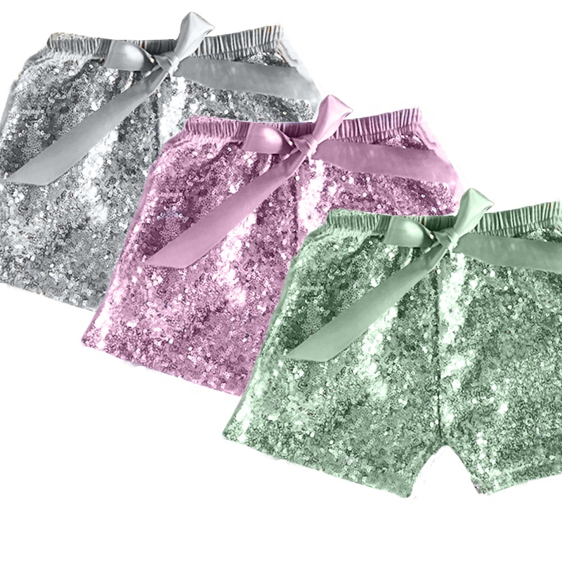 Детские шорты с эластичной резинкой на талии; Детские шорты с блестками для девочек