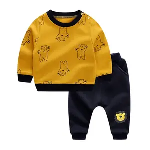 Set Pakaian Katun Bayi Kasual, Kaos + Celana Modis Balita untuk Musim Gugur
