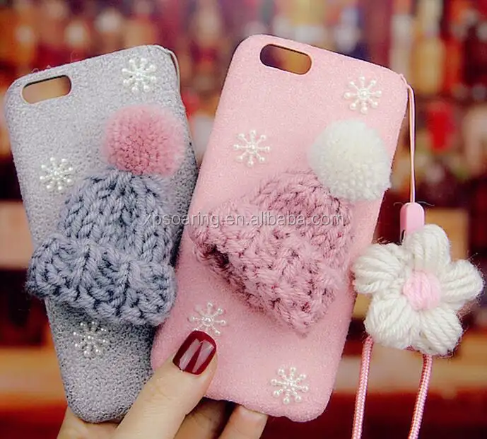 Cute hat case back cover for iPhone 7, Fur hat case for iPhone 7 Plus