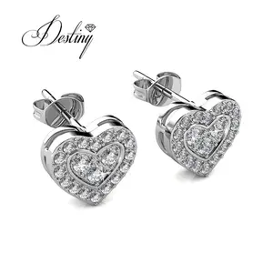 Destiny Jewelry-pendientes de amor brillantes, joyería embellecida con cristal austriaco Premium