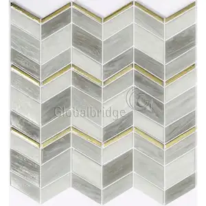 Arrow shape glass mosaic backsplash wall tiles bathroom wall tile