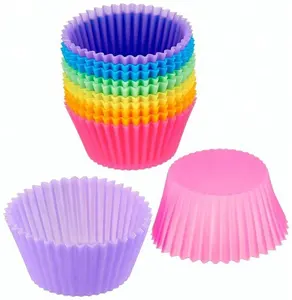 Moldes reutilizables de silicona para hornear pasteles, moldes de 7 cm de diámetro para cupcakes, repostería de Navidad