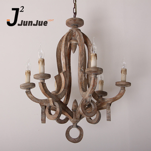 Französische europäische Retro Kronleuchter <span class=keywords><strong>Vintage</strong></span> Massivholz Licht Kunst nordische weiße Kerze Pendel leuchten Home Decoration Beleuchtung