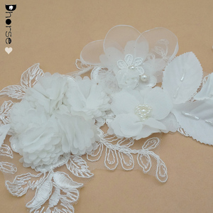 2017 thanh lịch cô dâu đính 3D voan hoa <span class=keywords><strong>Cording</strong></span> THÊU ĐÍNH CƯỜM REN ĐÍNH cho váy cưới - Product Image 6