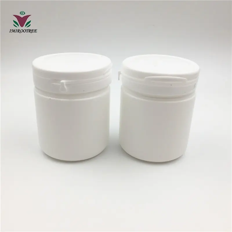 Empty plastic bottle for Pill Capsules 100g HDPE Cylinder Shape with Tear off Lids