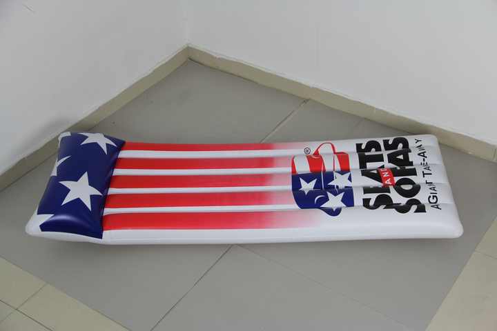 Custom Logo Printed Inflatable Pool Float Mattress with Flag Design Water Mattress for Advertising Promotion