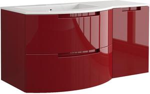 Mobile <span class=keywords><strong>Bagno</strong></span> Moderno Sospeso in PVC Curvo Lucido con Lavabo Integrato - Product Image 4