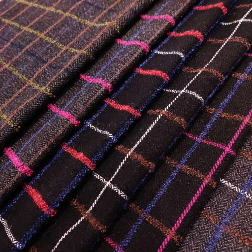 New arrival Jacquard plaid tweed wool blended woven fabric for suit coat