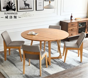 Mesa redonda moderna, sencilla, coreana, juego de mesa de comedor, muebles para el hogar de madera de Fresno norteamericano, fabricación de comedor y OEM, 5 uds. - Product Image 2