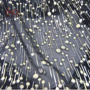 Lussuoso <span class=keywords><strong>tessuto</strong></span> in <span class=keywords><strong>Chiffon</strong></span> metallico Jacquard in seta solida e organica tinta unita intrecciata tinta nera per le donne con una lucentezza - Product Image 1