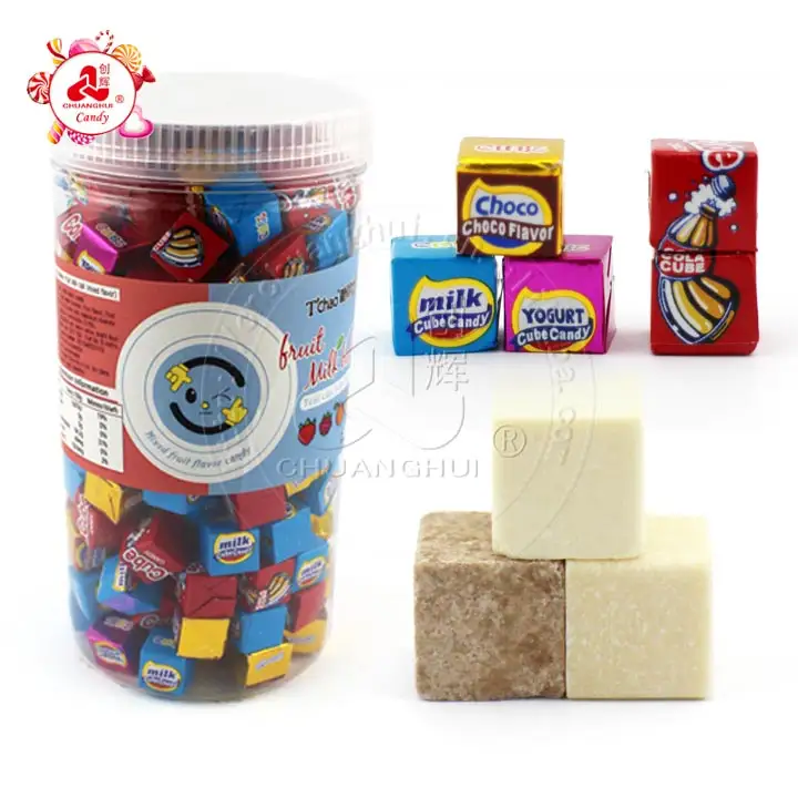 Sec Cubes bonbons en pot/Lait Cola Chocolat Yaourt