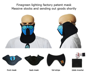 Sound Active EL Lighting up Fashion Masquerade Neon Mask Halloween <strong>Party</strong> Rave Led Light up Face Mask