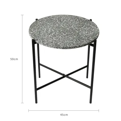 Nordic fabrikant ronde opvouwbare KD metalen koffie thee tafel met terrazzo dropshipping tafels meubels