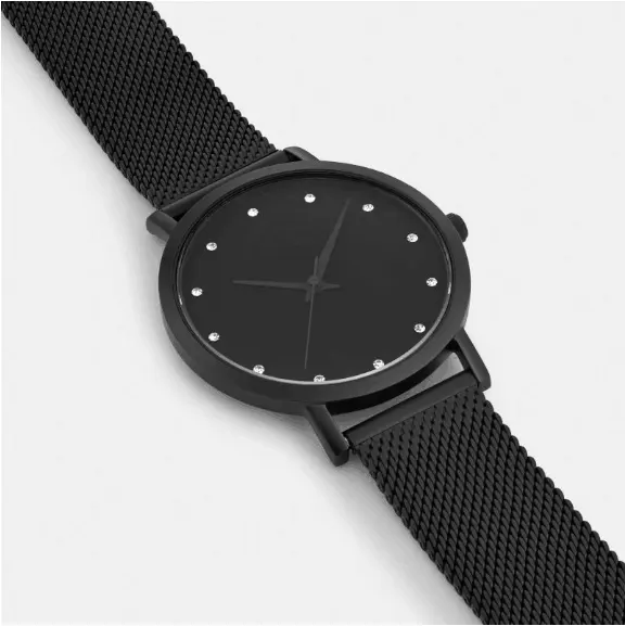 Custom Women Black Relojes Hombre Jewelry Wristwatch 3atm Water Resistant Quartz Watch for Ladies