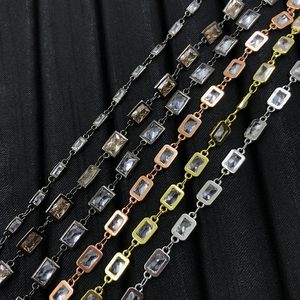 Catena con connettore rettangolare bianco zircone oro rosa <span class=keywords><strong>argento</strong></span> placcato nero <span class=keywords><strong>rosario</strong></span> sfaccettato accessori e componenti - Product Image 2