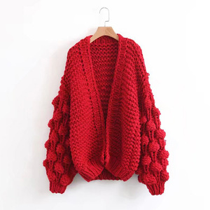 <span class=keywords><strong>Cardigan</strong></span> 2024 pigro lavorato a maglia 5 GG senza bottone manica a sbuffo di colore personalizzato per l'inverno - Product Image 4