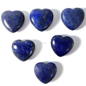 Lapislázuli Natural tallado a mano, cristales de corazón, precio al por mayor