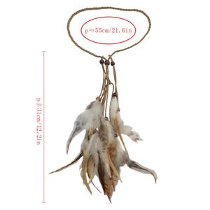 عصابة شعر مصنوعة يدويًا من الريش من الجلد العرقي الغجري عصابة رأس من الريش والخشب والطاووس - Product Image 6