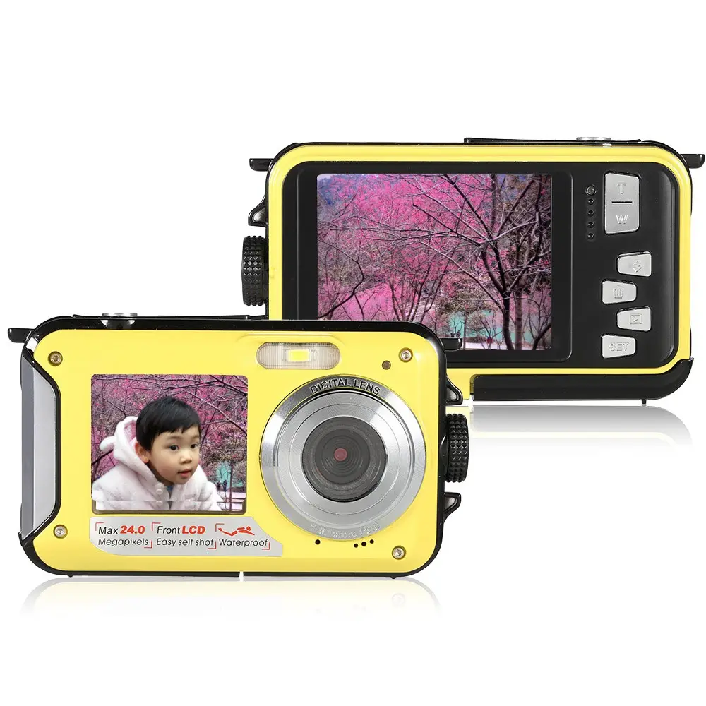 Waterproof Digital video camera camcorder perekam 24 M selfie DC6000 dual display 2.7 inch lcd display