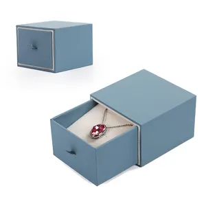 Blue Nice Color Drawer Sliding Box Small Jewelry Packaging Gift Paperboard Box