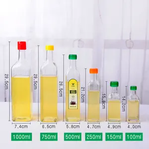 Piazza bottiglia di olio di oliva con beccuccio olio da cucina contenitore di vetro con coperchio per la vendita di alta qualità 250 ml