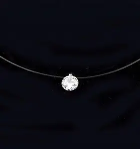 Günstige Großhandel Weibliche Invisible Transparent Angelschnur Schlüsselbein Kette Strass Halsband Halskette