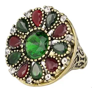 Plaqué or Kundan Pierre Rouge et Vert Pierre de Verre Sultan