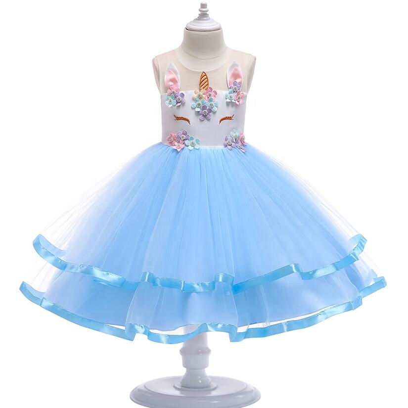 New Style Unicorn Princess Dresses For Girls Halloween Birthday Party Costumes Unicorn Flower Tutu Skirt